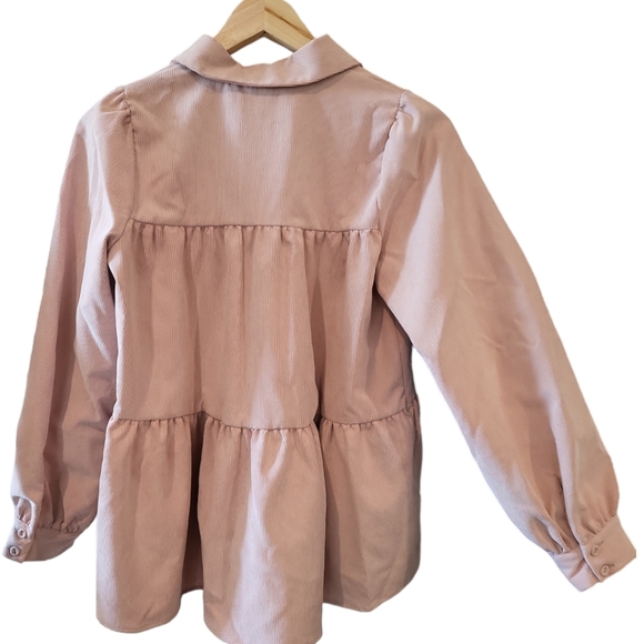 Zara Pink Ruffle Flowy XS Jacket NWT full button up boho Spring winter fall - Picture 4 of 10